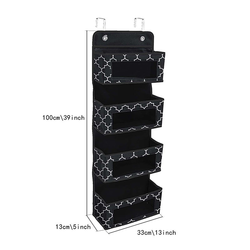 Four Grid Non-woven FabricPVC Wardrobe Hanging Storage Hanging Bag Door Storage Hanging Wall Mobile Phone Storage Bag Hanging Crib Underwear Hanging Storage Bag4