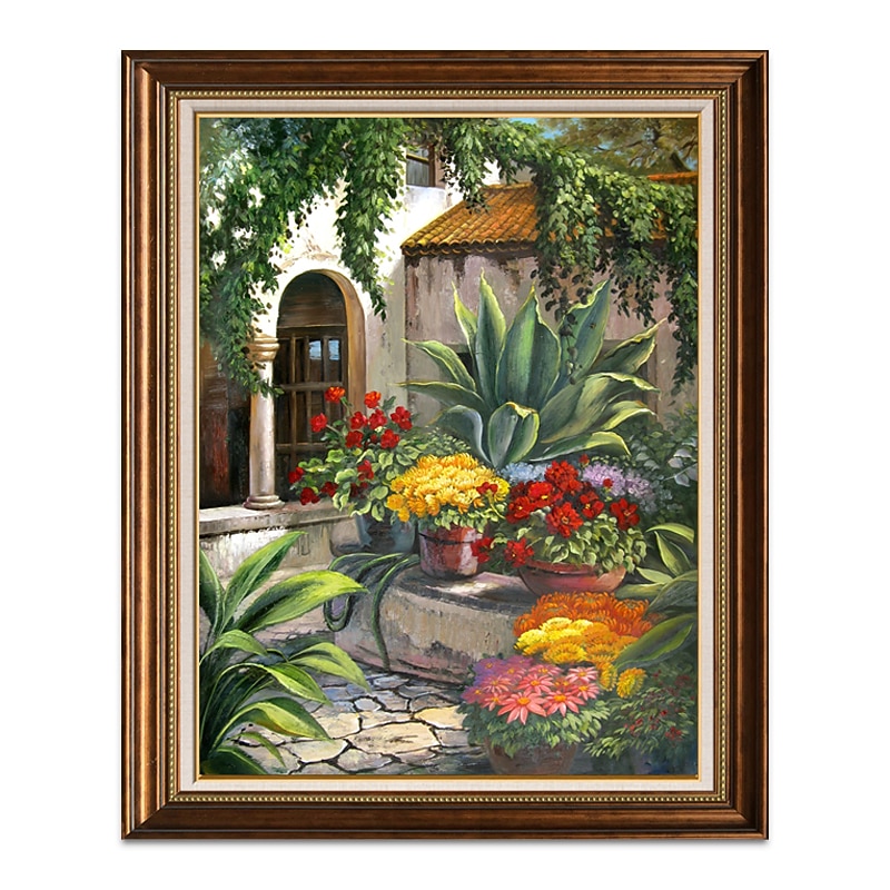 Handmade Oil Painting Canvas Wall Art Decoration Spring Garden Landscape for Home Decor Rolled Frameless Unstretched Painting4