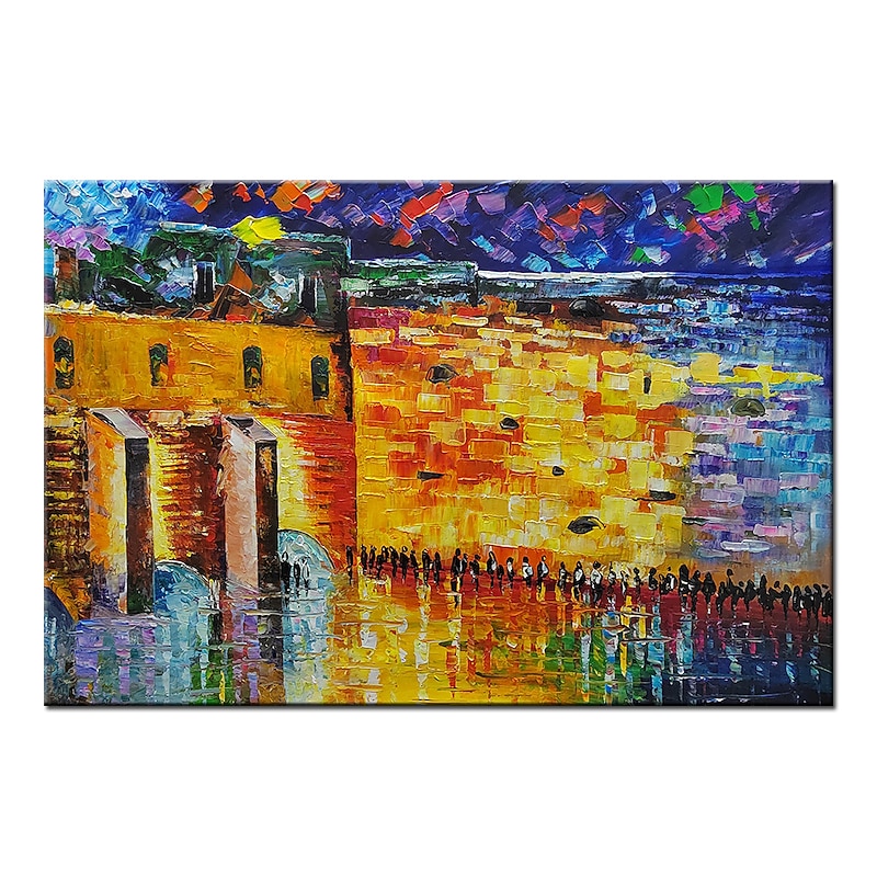 Mintura Handmade Wailing Wall Jerusalem Landscape Oil Paintings On Canvas Wall Art Decoration Modern Abstract Picture For Home Decor Rolled Frameless Unstretched Painting3