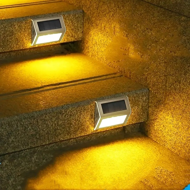 Solar Step Lights Outdoor Wall Lights 2/4 pcs Deck Fence Lights Stair Waterproof Garden Patio Outdoor Wall Lights Solar Waterproof Lighting Decoration Lamp2