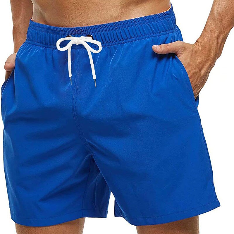 Men's Board Shorts Swim Shorts Swim Trunks Shorts with Mesh lining Plain Breathable Quick Dry Surfing Holiday Formal Boho ArmyGreen Black4