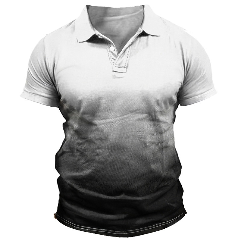 Men's Sport Polo Polo Shirt Casual Holiday Lapel Short Sleeve Fashion Basic Gradient Button Summer Regular Fit Wine White Gray Sport Polo3