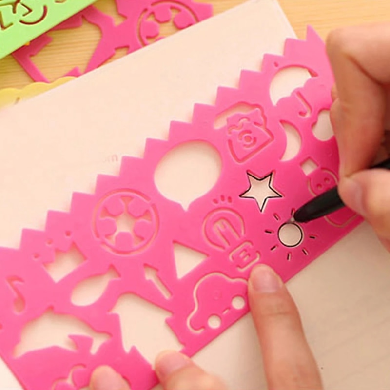 4Pcs/set Drawing Toys Tool Baby Kids Stationery Ruler School Painting Supplies Drafting Tool Art Drawing Template Random Color4