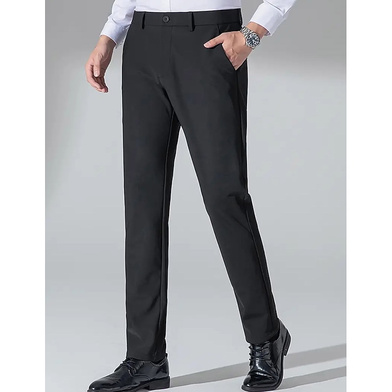 Men's Dress Pants Trousers Suit Pants Pocket Plain Comfort Breathable Outdoor Daily Going out Casual Formal Black Dark Blue4