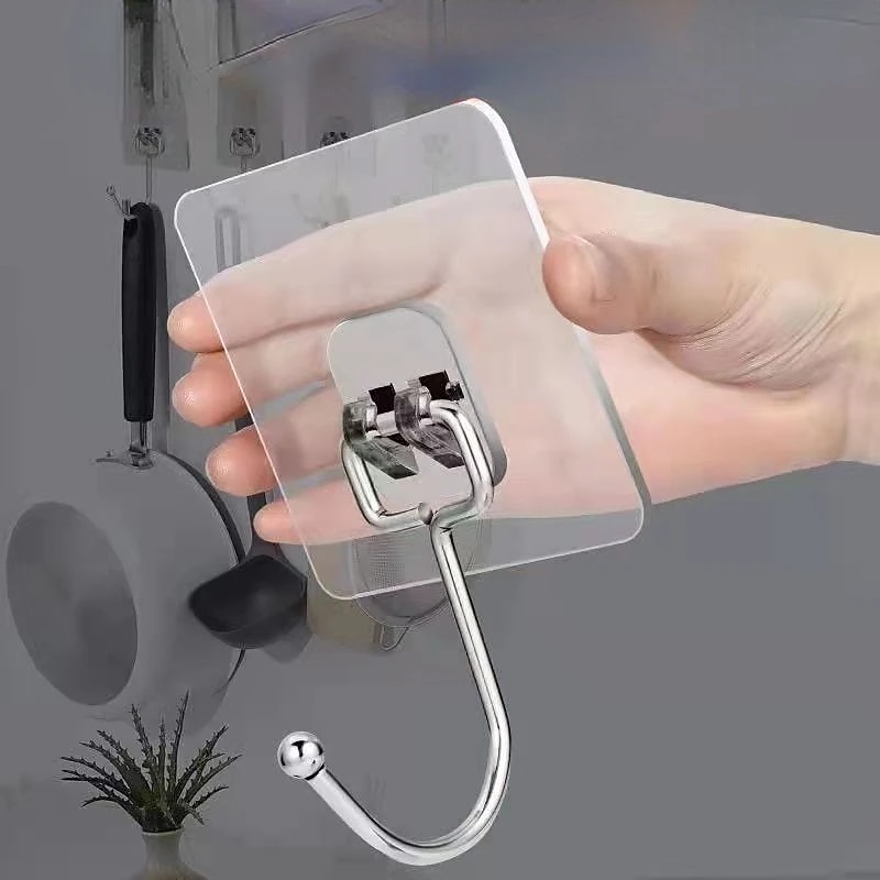 5Pcs Large Adhesive Hooks Waterproof and Rustproof Wall Hooks for Hanging Heavy Duty Metal Towel and Coats Hooks