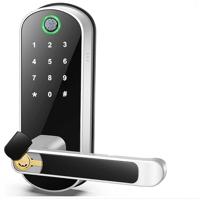 Smart 5 In 1 Door Lock With Handle Biometric Technology Storage Memory Function 11