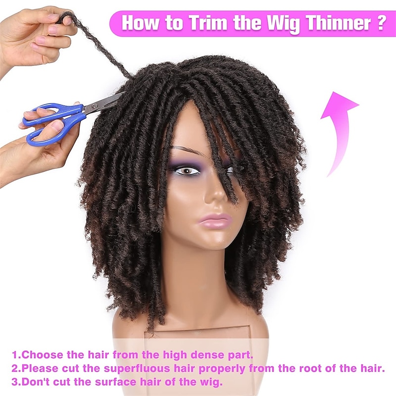 Dreadlock Wig Short Twist Wigs for Black Women and Men Afro Curly Synthetic Wig4