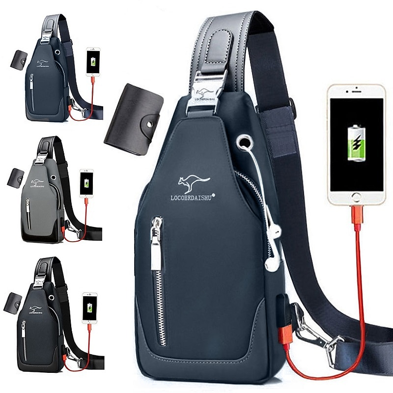 Men's Chest Bag Fashion Korean Style Casual Sports Water Proof Oxford Chest Crossbody Bags for Men Shoulder Messenger Bag