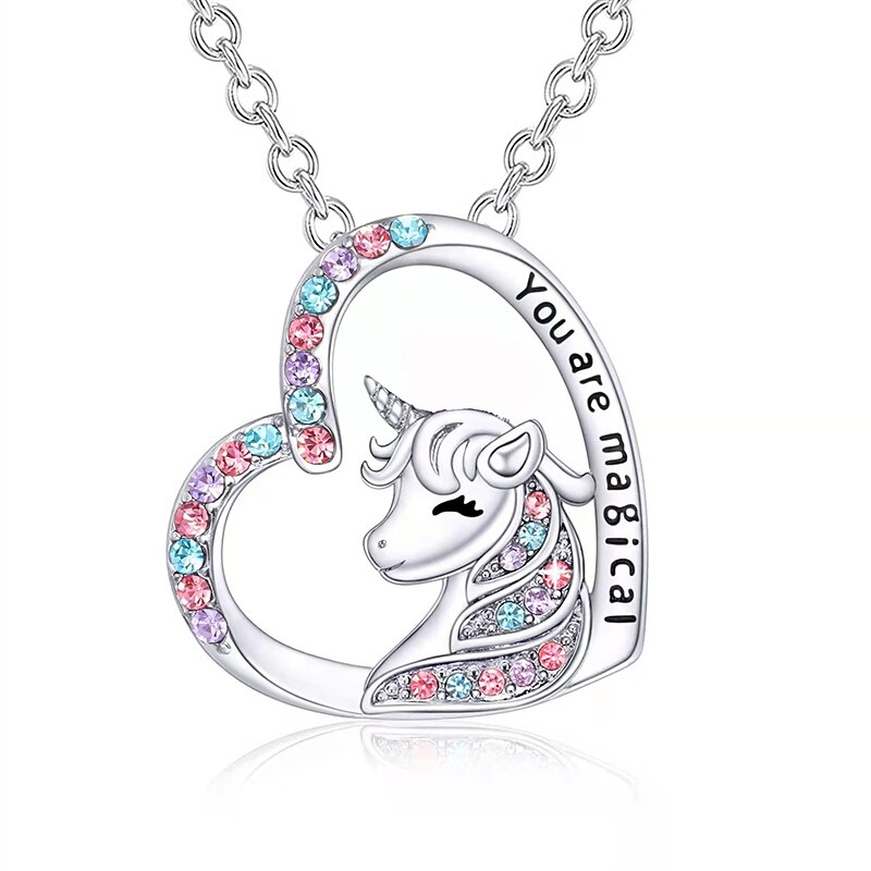 Unicorn Necklace Cute Colorful Diamond Accessories Necklace Gift3