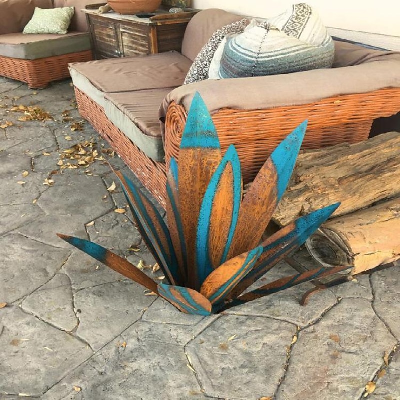 Tequila Rustic Sculpture, DIY Metal Agave Yard Art Plant, Rustic Hand Painted Metal Agave,Garden Yard Art Decoration Statue Home Decor for Yard Stakes,Garden Figurines,Outdoor Patio4