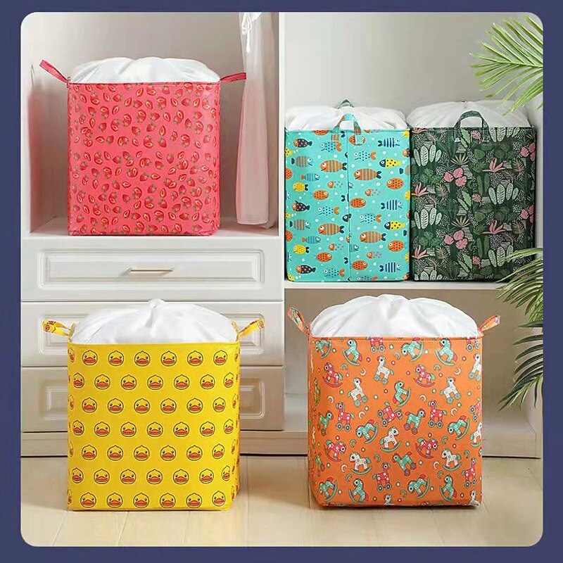 1pc Clothes Storage Bag Houndstooth Pattern Foldable Fabric Storage Bag Large Capacity Waterproof Moisture-proof Cotton Quilt Storage Bag Home Organization And Storage2