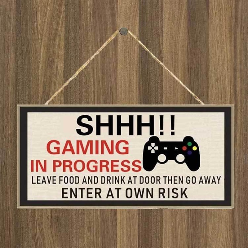 1pc Game Wall Hanging, Game Pattern Plaque Sign Wll Decor Accessories, For Pet Shop Cafe Room Decor Household Items 4''x8'' (10cmx20cm)3