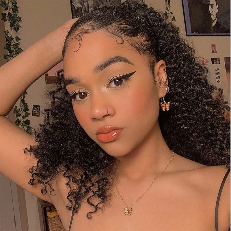 Deep Curly Drawstring Ponytail Extension for Black Women Afro Kinky Curly Pony Tail Hair Piece Synthetic Hair Extensions With 2 Clips 14 Inches2