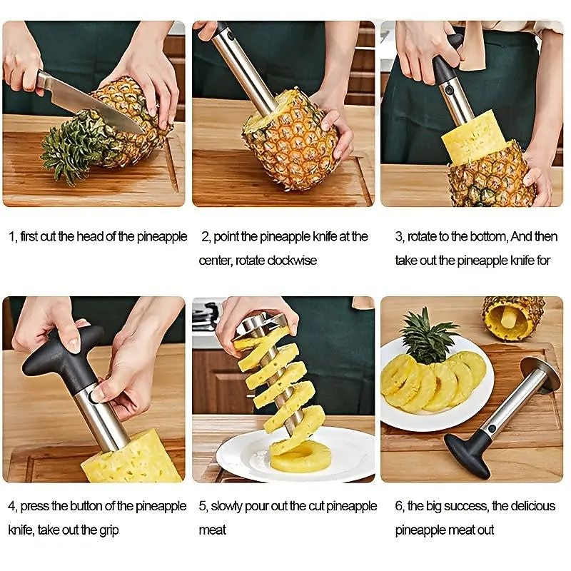 Stainless Steel Pineapple Corer Peeler Cutter Easy Fruit Parer Cutting Tool Home Kitchen Western Restaurant Accessories2