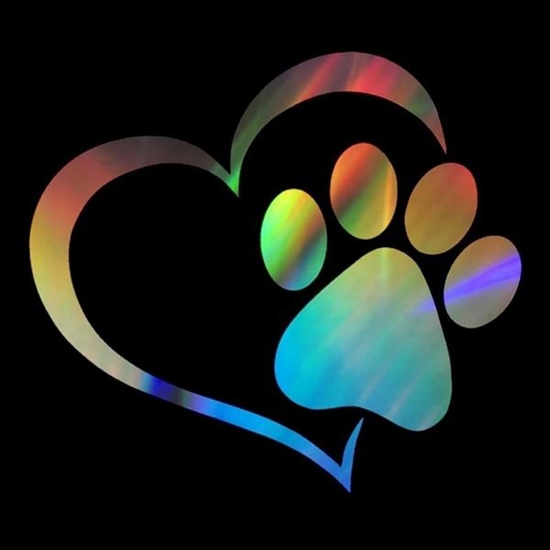 Reflective Love Heart Footprint Sticker Car Sticker Dog Paw Stickers Vinyl Decals Stickers For Cars Trucks Windows Walls Laptops Cute Decoration2