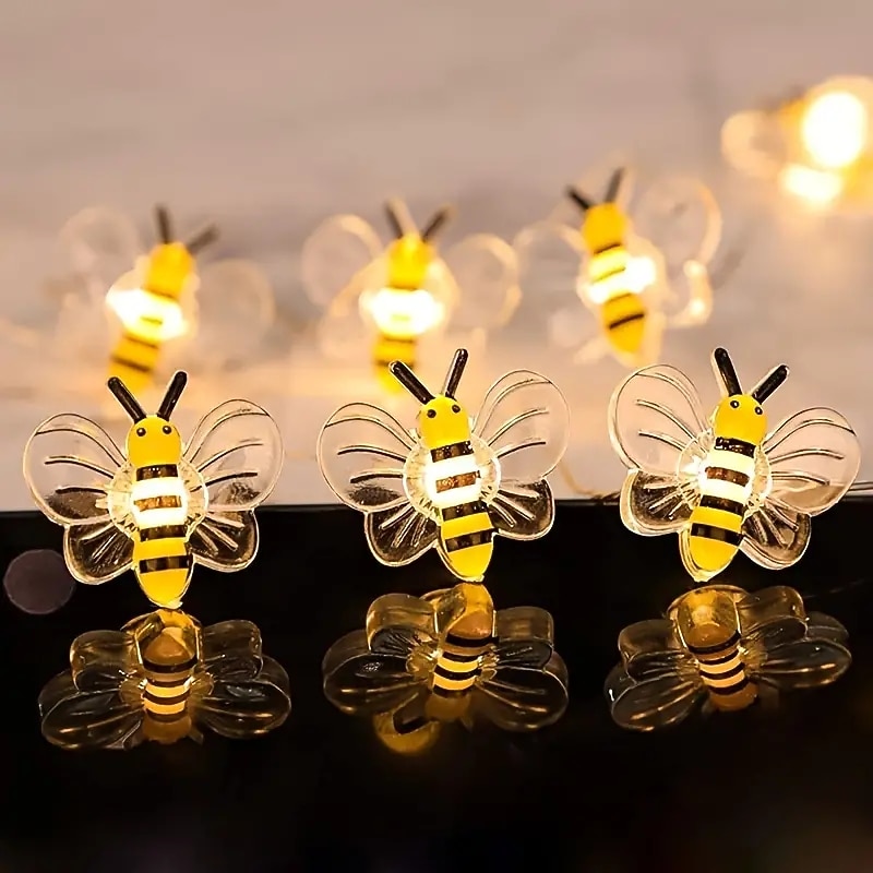 Elegant Wedding Reception Party Honey Bee Fairy String Lights Battery Operated Bee String Light Decorative Lights for Wedding Summer Party Indoor Outdoor Decoration