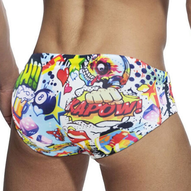 Men's Swimwear Swim Shorts Shorts Swim Briefs Print Character Comfort Breathable Outdoor Daily Going out Sports Hawaiian White3