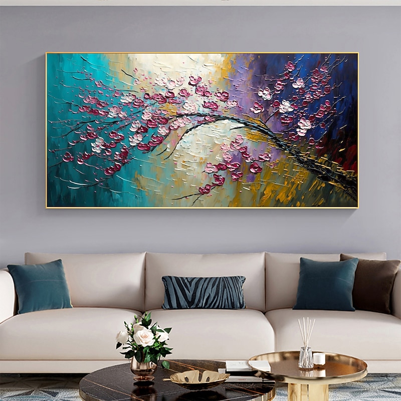 Handmade Oil Painting Canvas Wall Art Decor Original Colorful Blooming Flower painting Abstract Floral Painting for Home Decor With Stretched FrameWithout Inner Frame Painting2
