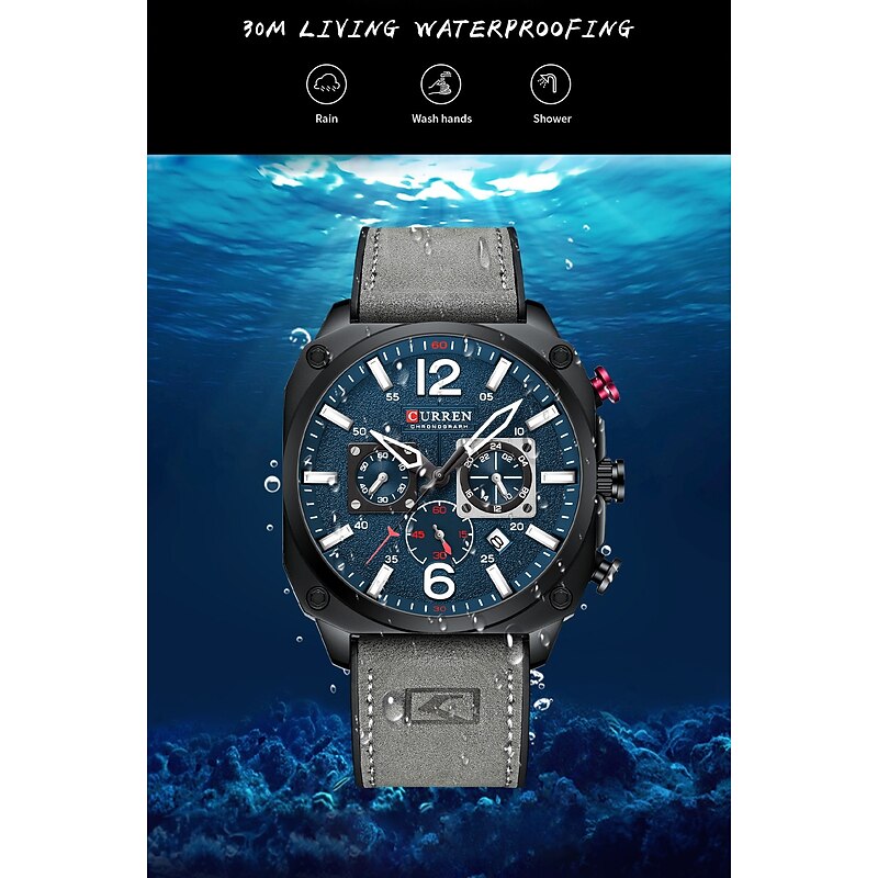 CURREN Man Digital Watch Calendar Sport Men Chronograph Electric Watch Military Top Brand Luxury Genuine Leather Male Clock4