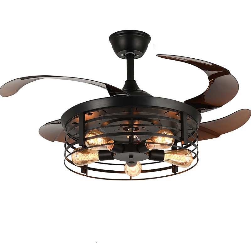 Ceiling Fan with Lights 42 Inch 5-Lights Black Rustic Ceiling Fan with Remote Warm White With Bulbs2