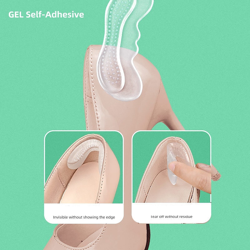 Women's Anti-Slip Gel Heel Cushion Inserts – Transparent Silicone Shoe Pads for Blister Prevention & Comfort – Ideal for High Heels, Flats & Loafers4