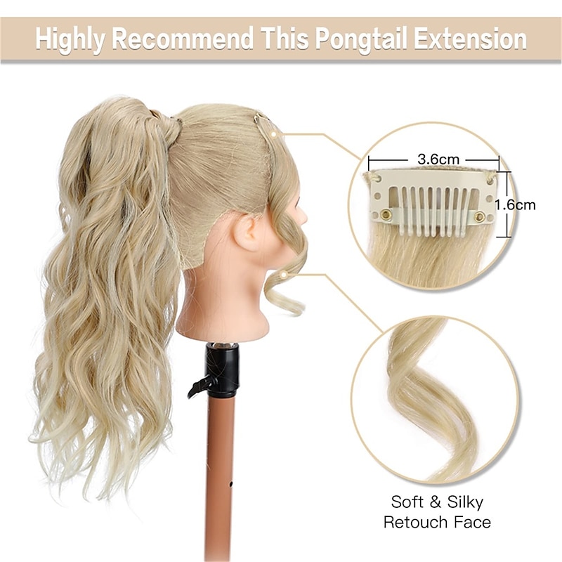 Wavy Ponytail Extension Wrap Around Ponytail Hair Extensions Bleach Blonde Mix Ash Blonde Ponytail Extension 20 inch3