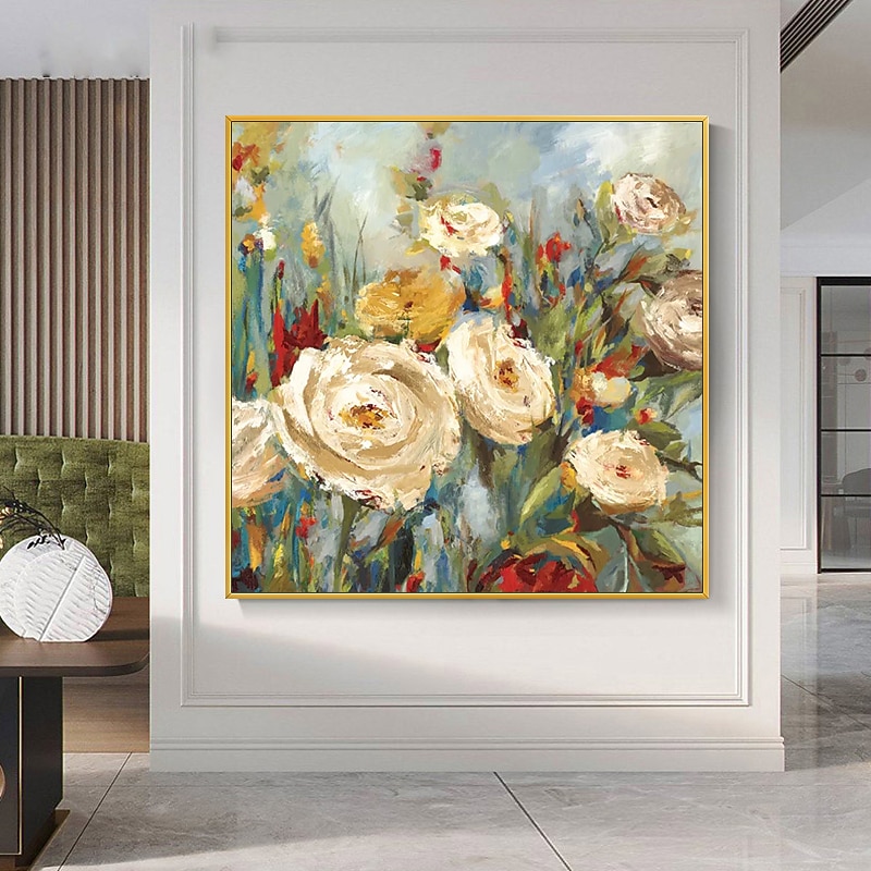 Handmade Oil Painting Canvas Wall Art Decoration Modern Abstract Flowers for Home Decor Rolled Frameless Unstretched Painting