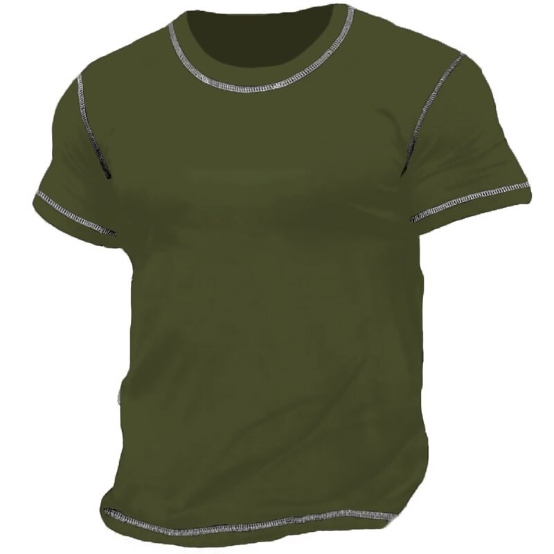 Men's T Shirt Short Sleeves Crew Neck Summer Designer Basic Modern Contemporary Plain Vacation Street Going out Black Green Top Tee for Men4