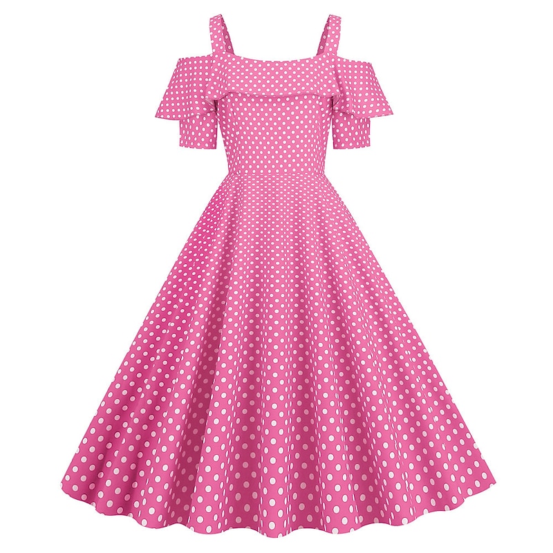 Retro Vintage 1950s Cocktail Dress Dress Party Costume Flare Dress Polka Dot Fancy Dress Women's Party / Evening Bachelorette Party Adults' Dress Homecoming Dresses