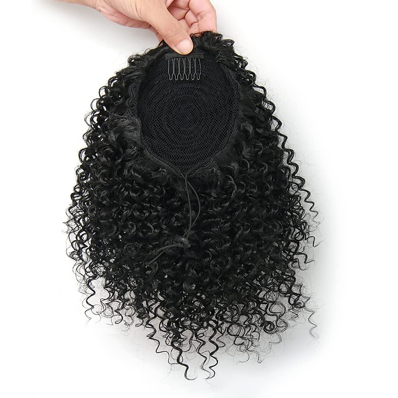 Short Afro Kinky Curly Ponytail Hair Piece for African American Ponytail Extension Synthetic Afro Kinky Curly Ponytail for Women2