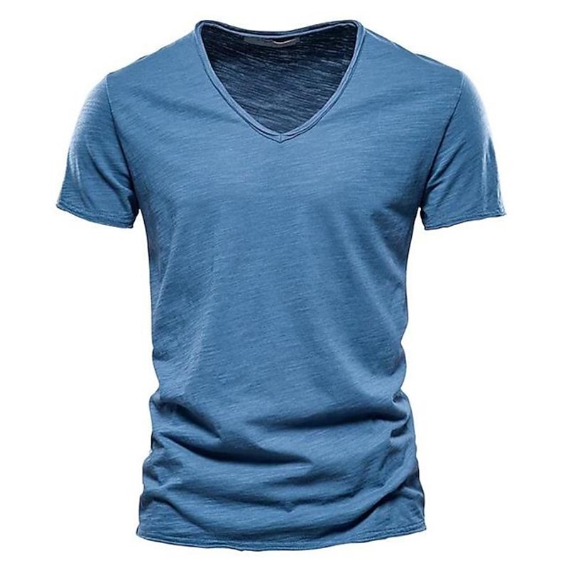 Men's T Shirt Moisture Wicking Shirts Short Sleeve V Neck Summer Plain Sports Basic Casual Classic Style Casual Navy Denim Blue Black Top Tee for Men4