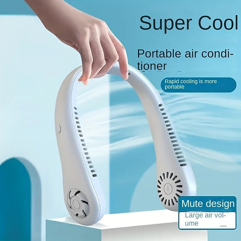 Hands-Free Hanging Neck Fan – Leafless USB Powered Portable Fan with 1200mAh Battery, Bladeless Cooling for Travel3