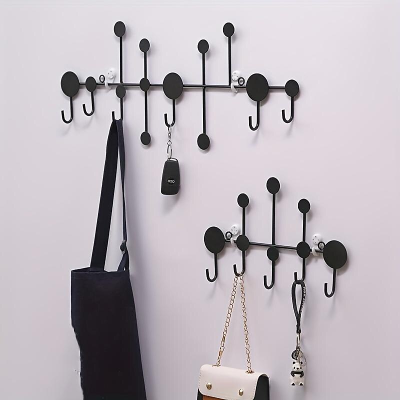 1pc Punch-free Entry Doorway Key Hook, Wall Mounted Coat Hook, Metal Coat Rack For Clothes Hat Key Towel And Bag3