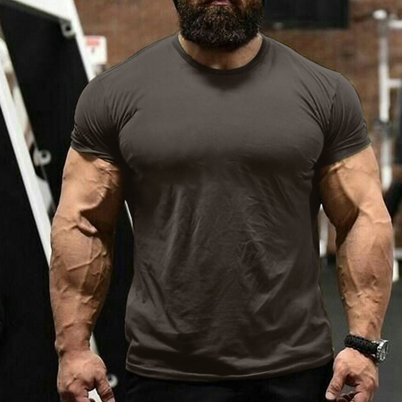 Men's T Shirt Tee Short Sleeves Crewneck Streetwear Stylish Casual Plain Outdoor Going out Black White Navy Blue Top Tee for Men4