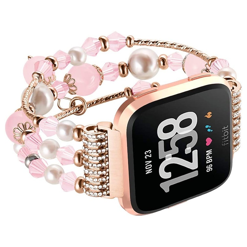 Smart Watch Band Compatible with Fitbit Versa 2 / Versa Lite / Versa SE / Versa Alloy Beaded Smartwatch Strap Bling Diamond Beaded Women Men Jewelry Bracelet Replacement  Wristband2