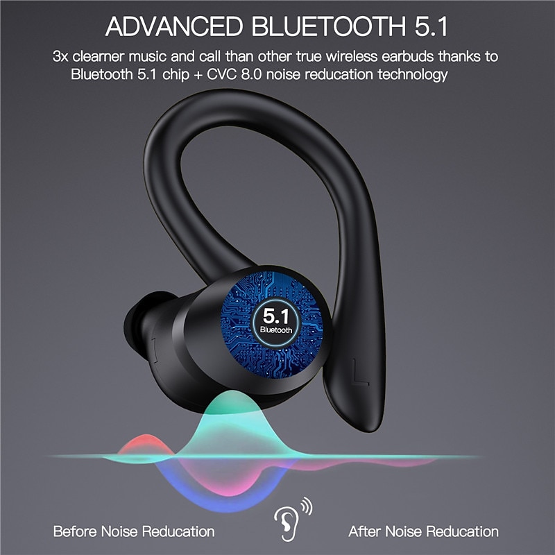 TWS Wireless Earphones Bluetooth-compatible 5.1 Headphones IPX7 Waterproof Earbuds LED Display HD Stereo Mic for Xiaomi iPhone3
