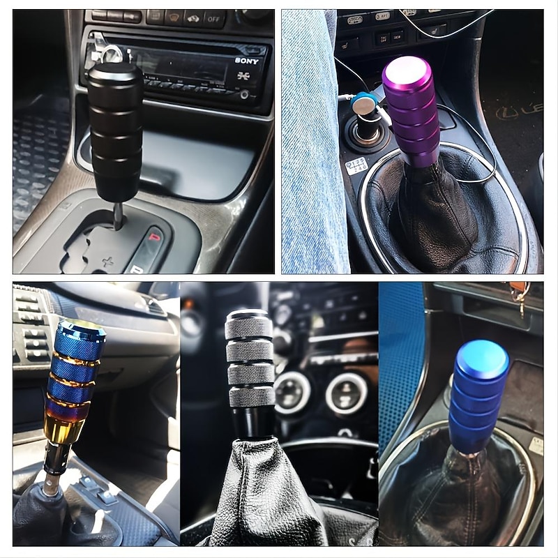 Universal 9.5cm Non-Slip Aluminum Knurled Shift Knob - M8 M10 M12 GM Manual Transmission - Matte JDM Shift Lever Knob2