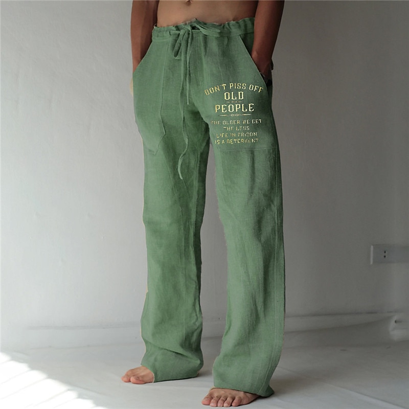 Men's Letter Graphic Prints Trousers Summer Pants Beach Pants Mid Waist Streetwear Hawaiian Designer Casual Daily Holiday Elastic Waist 3D Print Drawstring Spring & Summer 3D Print Blue Green Gray