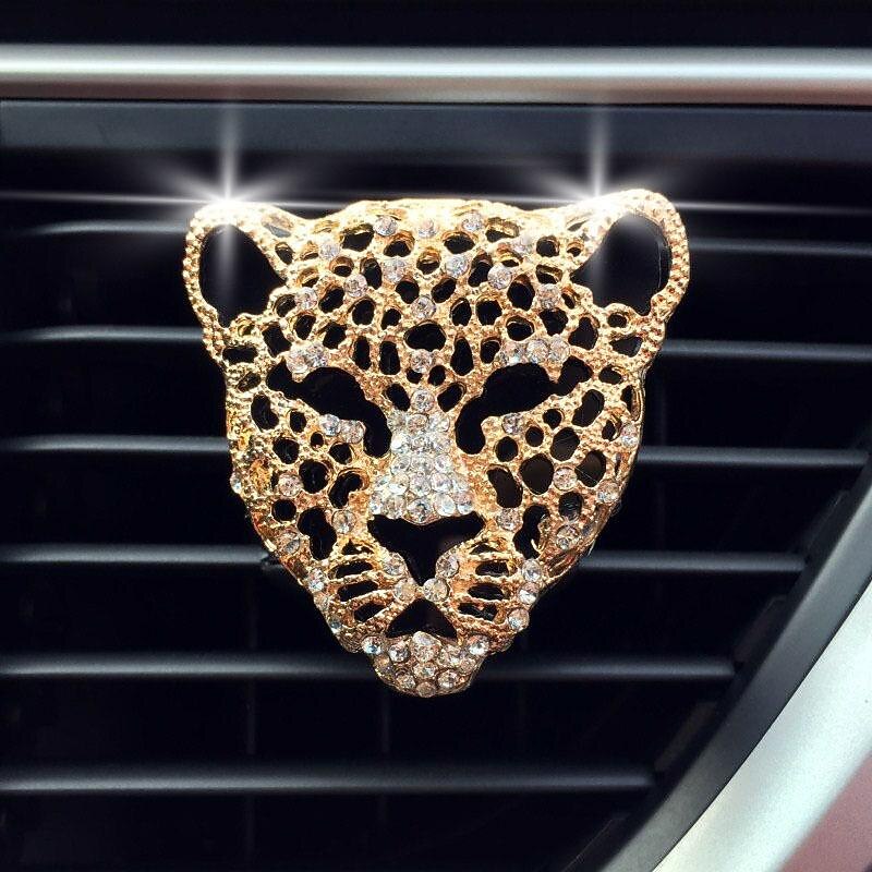 Leopard Head Car Air Outlet Perfume Clip  Car Air Vent Perfume Clip Set Diamond Money Leopard Car Air Vent Aromatherapy Creative Car Interior Jewelry3
