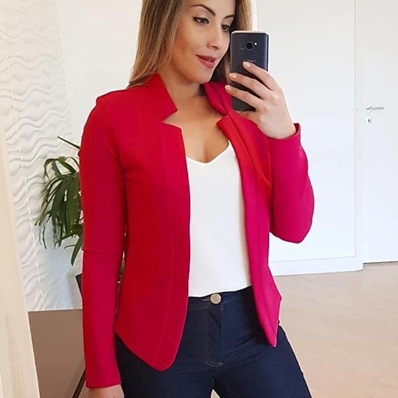 Women'S New Fashion Blazer Clean Fit Long-Sleeved Cardigan Casual Suit Jacket Top4