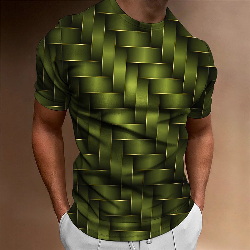 Men's Graphic Geometric T Shirt Short Sleeve T shirt 3D Print Crew Neck Shirt Vintage Fashion Designer Outdoor Daily Sports Blue Red Green Spring & Summer Clothing Apparel S M L XL 2XL 3XL2