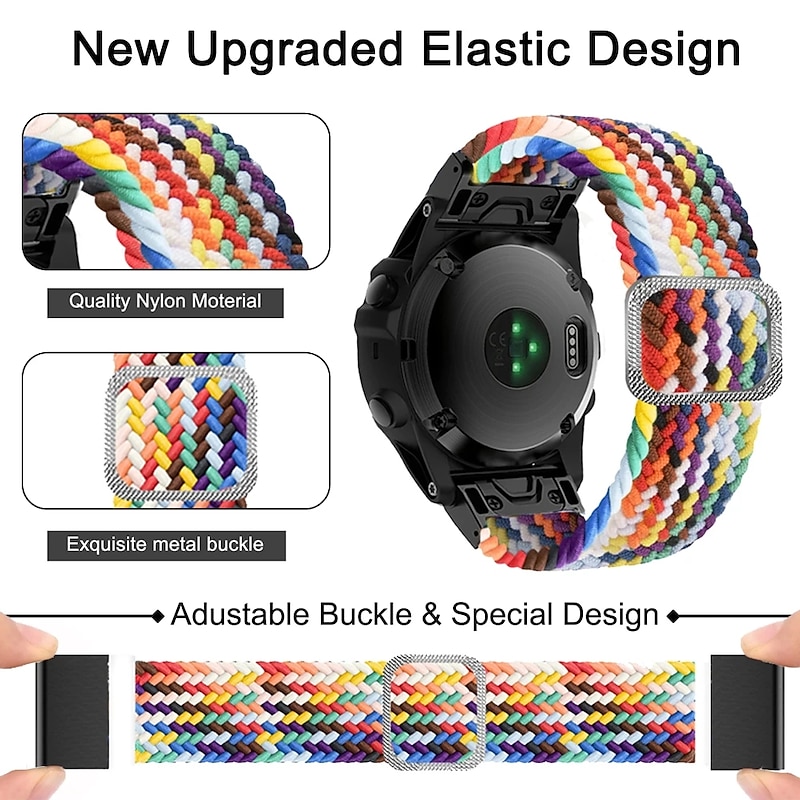 Watch Band for Garmin Fenix 7 7X 6 6X Pro Epix Pro 47mm 51mm Instinct 2X Approach S70 47mm S62 S60 Forerunner 955 945 Epix Marq Descent Quatix 22mm 26mm Nylon Replacement  Strap 22mm 26mm Braided4