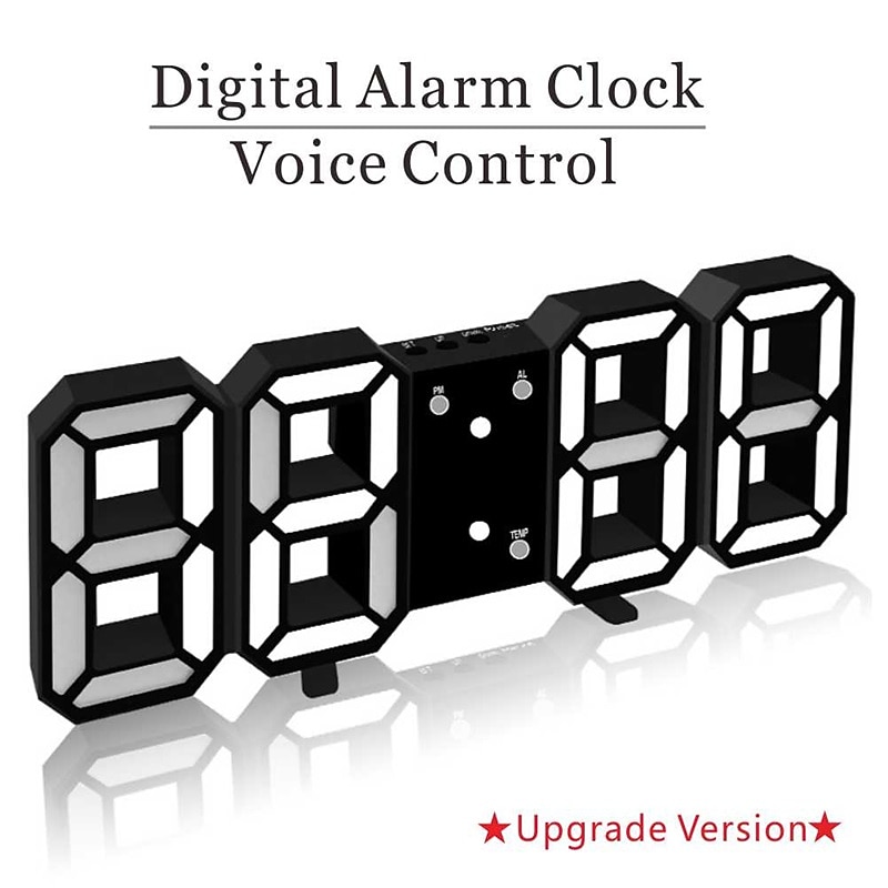 3D LED Digital Clock Alarm Nordic Wall Clocks Wall Deco Glowing Night Mode Adjustable Electronic Table Clock Wall Clock Decoration Living Room LED Clock4
