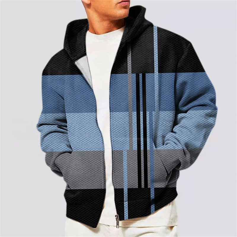 Men's Color Block Graphic Prints Hoodie Hoodies Sweatshirt Streetwear Designer Long Sleeve Hooded Sports & Outdoor Daily Sports Red Blue Zipper Print Spring &  Fall Designer2
