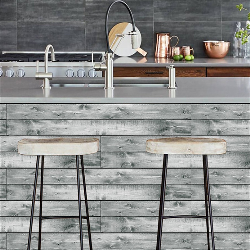 Wood Floor Wallpaper Peel And Stick Wall Sticker PVC Self Adhesive for Home Decor Home Living Room Bedroom Floor Tile Renovation Stickers Waterproof 15x90cm / 6''x35.4''4