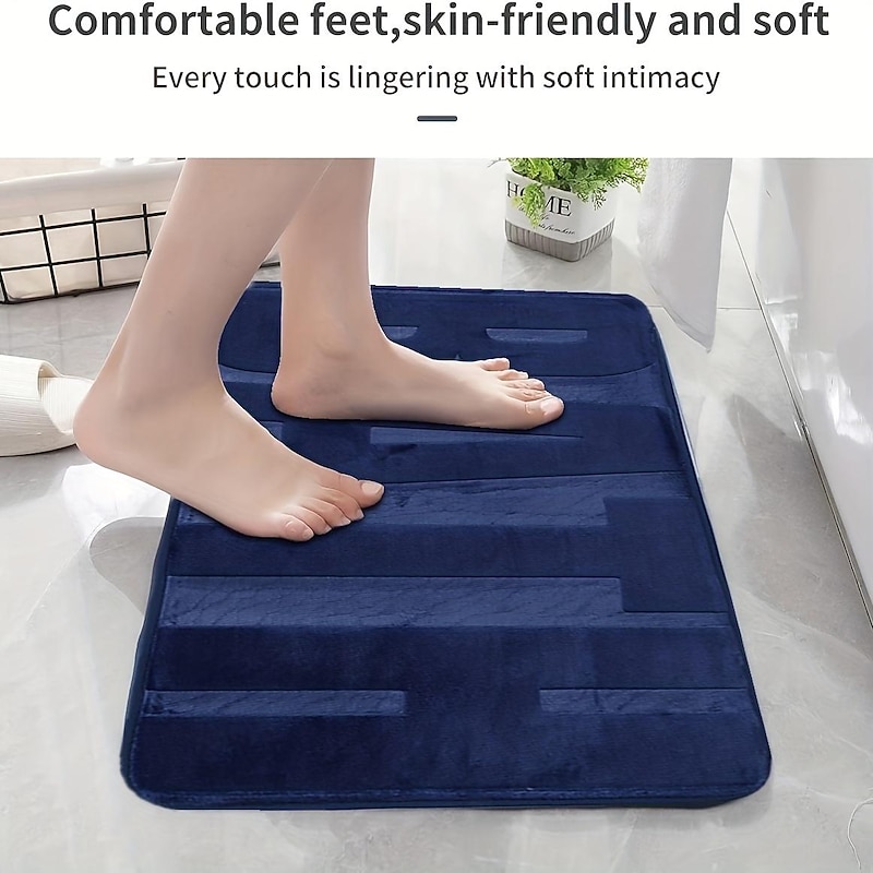 Memory Foam Bath Mat, Cobblestone Super Absorbent Bath Mat, Machine Washable And Ultra Soft, Bathroom Supplies2