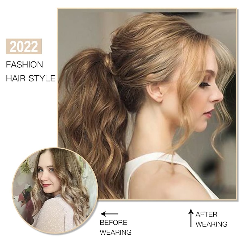Wavy Ponytail Extension Wrap Around Ponytail Hair Extensions Bleach Blonde Mix Ash Blonde Ponytail Extension 20 inch2