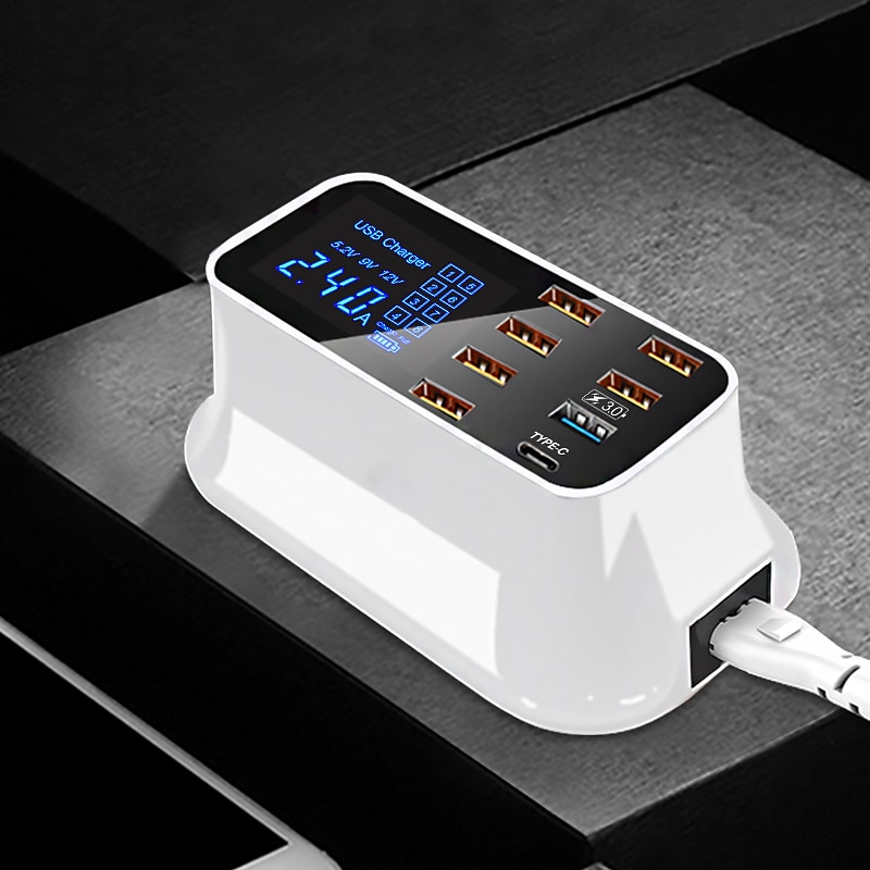 8USB Mobile Phone Fast Charging Digital Display QC3.0 Flash Charging Fast Multi-function PD Fast Charging Multi-port Charger With Display2