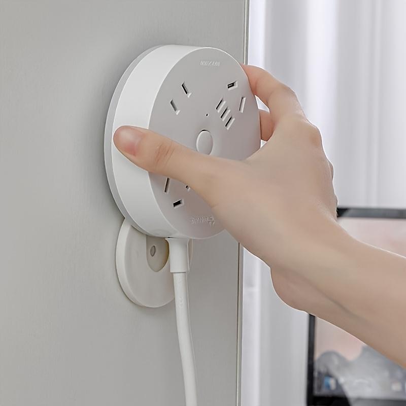 Power Strip Holder Fixator, No Hole Plug-in Wall Socket Sticker Fixer, Loading 10Kg/22lb Maximum, For Desk, Wall, WiFi Router, Remote Control, Paper Towel Box3