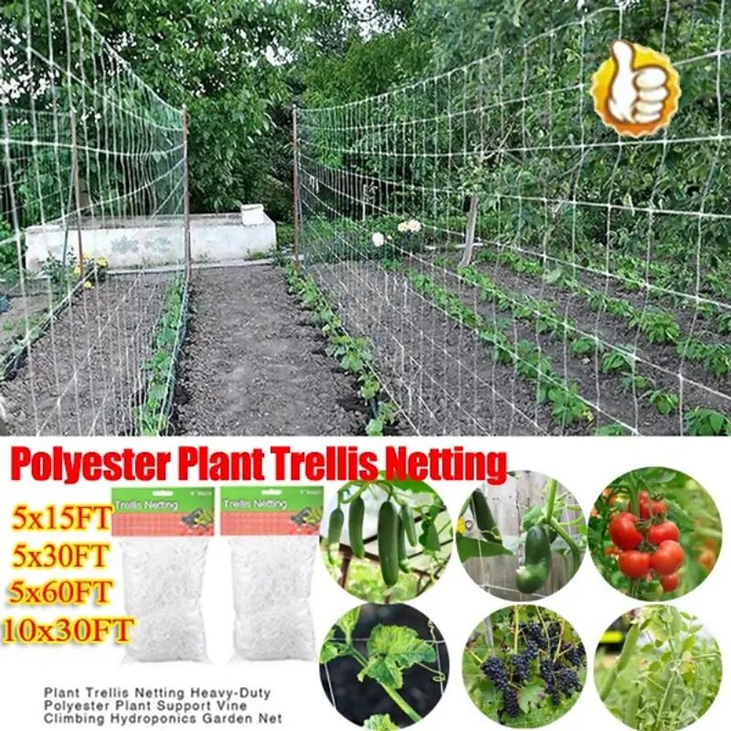 Plant Trellis Netting, Heavy-Duty Polyester Grow Net, Garden Trellis Netting with Square Mesh for Climbing Plants, Vegetables, Fruits, and Flowers3
